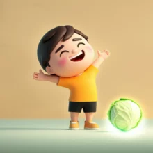 속이-편안해져-활기차게-기지개를-켜는-사람-옆으로-빛나는-양배추가-보이는-모습