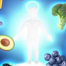 A-cute-3D-image-of-a-healthy-person-radiating-vitality-with-healthy-food-and-a-joint-symbol.