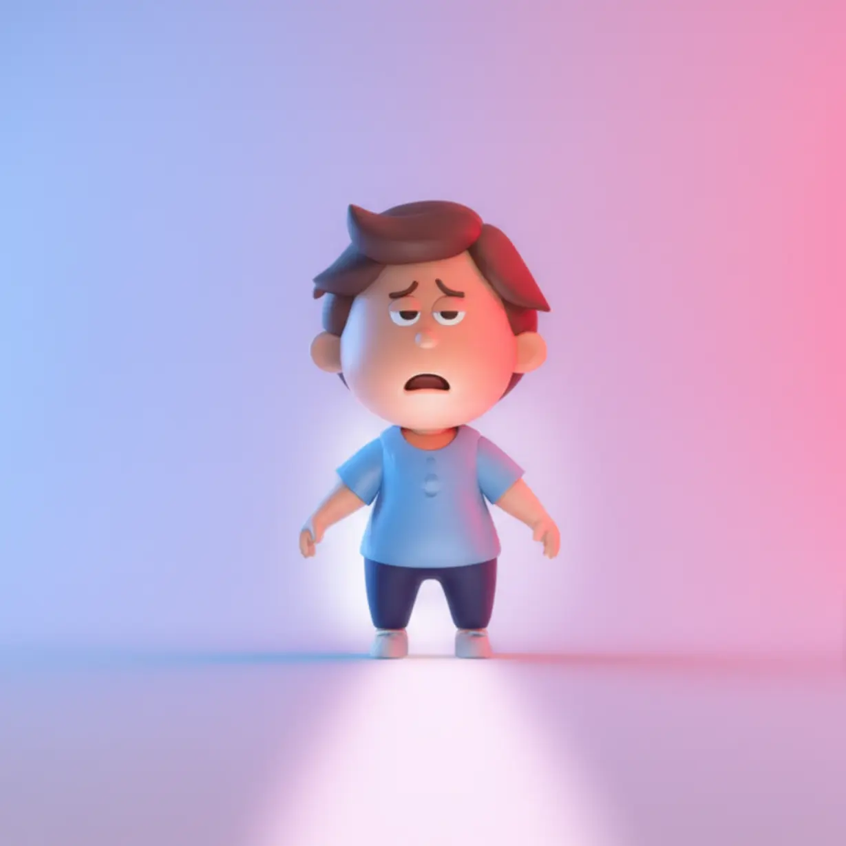 졸린-사람이-혼란스러워-보이다가-내면에서-빛이-비치며-명확해지는-3D-이미지