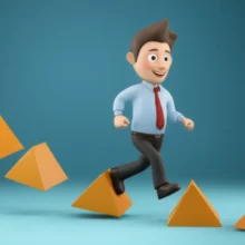 A-cute-3D-person-easily-navigating-a-path-with-no-obstacles,-looking-happy-and-relaxed.