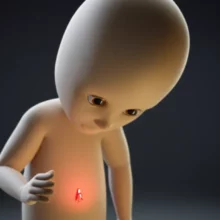 A-cute-3D-character-observing-a-small,-glowing-warning-light-on-their-arm,-symbolizing-a-health-signal.