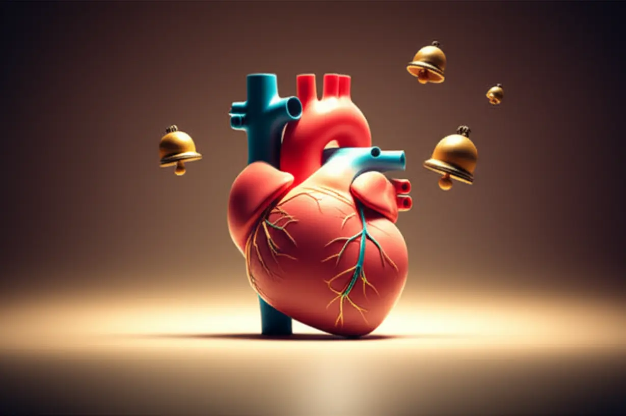 작은-알람-벨이-울리고-부드러운-빛으로-둘러싸인,-은은하게-빛나는-3D-심장-이미지