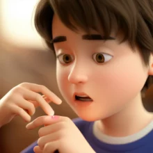 A-person-discovering-a-small-red-spot-on-their-arm,-looking-surprised.