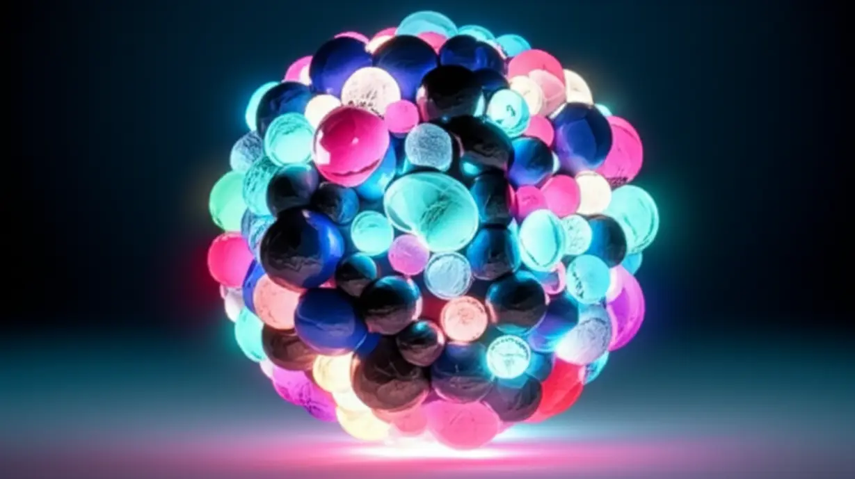 여러-개의-빛나는-기하학적-형태가-하나로-합쳐져-강력하게-빛나는-구를-이루는-귀여운-3D-이미지