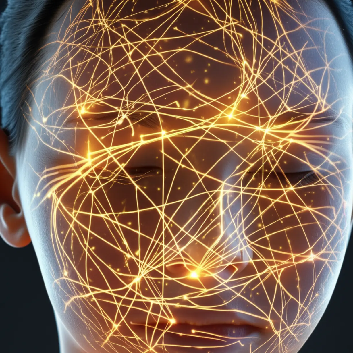 복잡하게-얽힌-빛나는-신경-섬유들이-피부-주위에-퍼져-있고,-작은-자극-불꽃들이-보이는-모습.-스트레스로-인한-피부-문제와-몸의-불균형을-시각적으로-표현합니다.