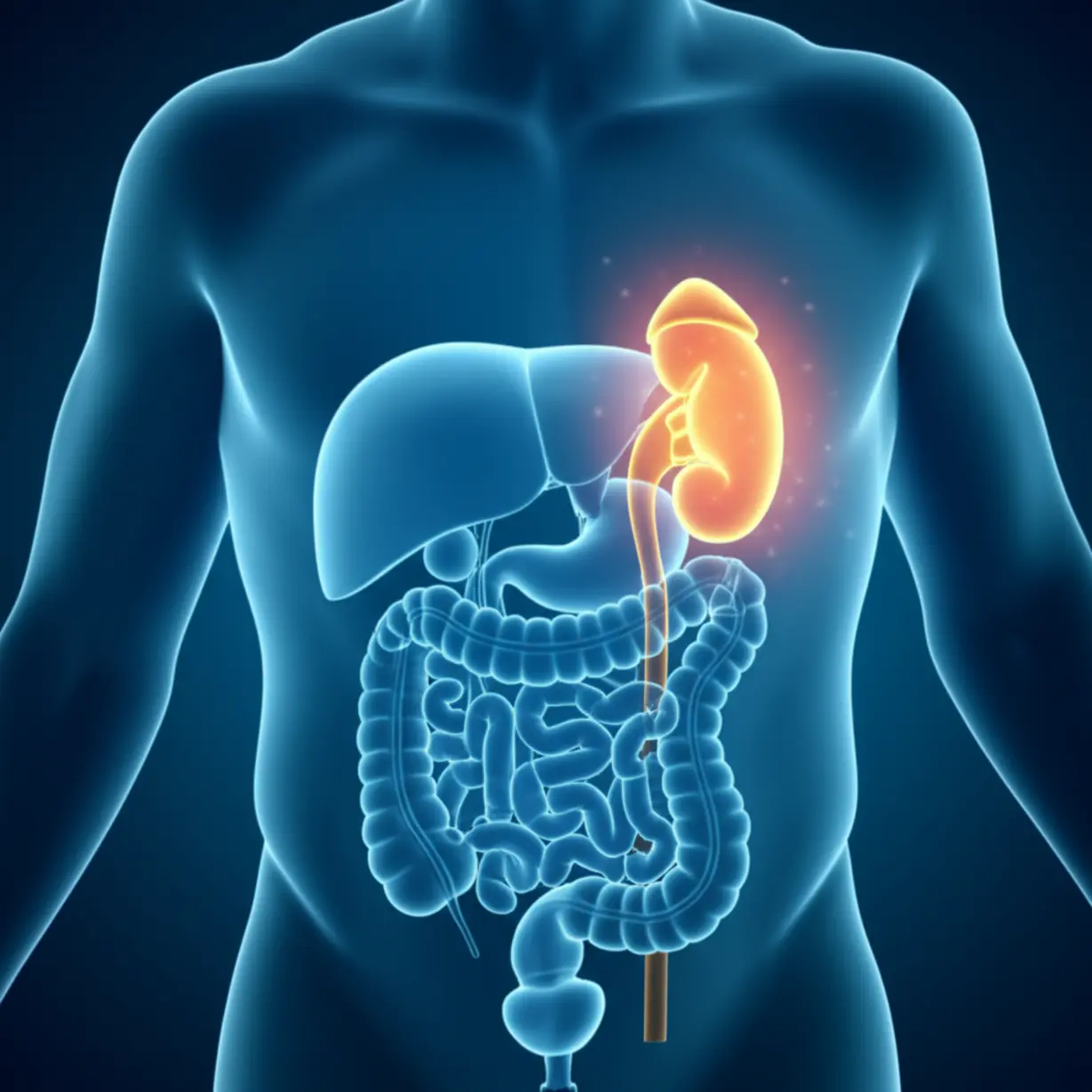 An-abstract,-glowing-representation-of-internal-organs-on-the-right-side-of-a-human-torso,-symbolizing-hidden-importance.