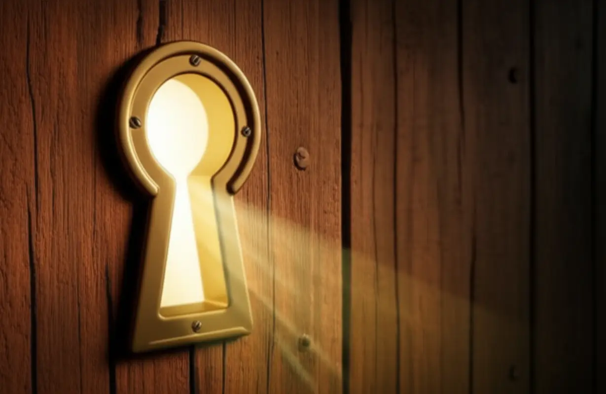 신비로운-빛을-내뿜는-열쇠-구멍의-귀여운-3D-이미지