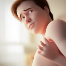 대상포진-초기-증상에-대해-의아해하며-몸을-만져보는-귀여운-3D-사람의-모습