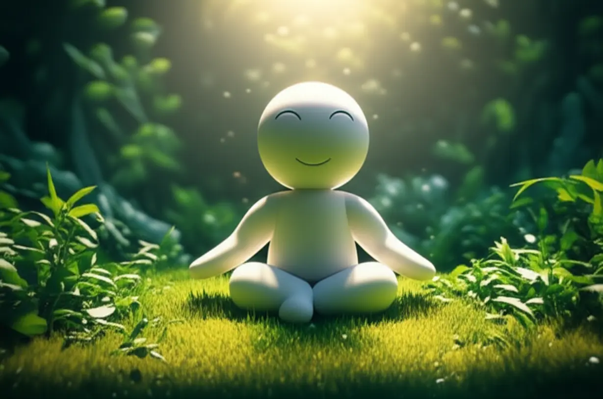 A-serene-person-in-nature,-glowing-with-health.