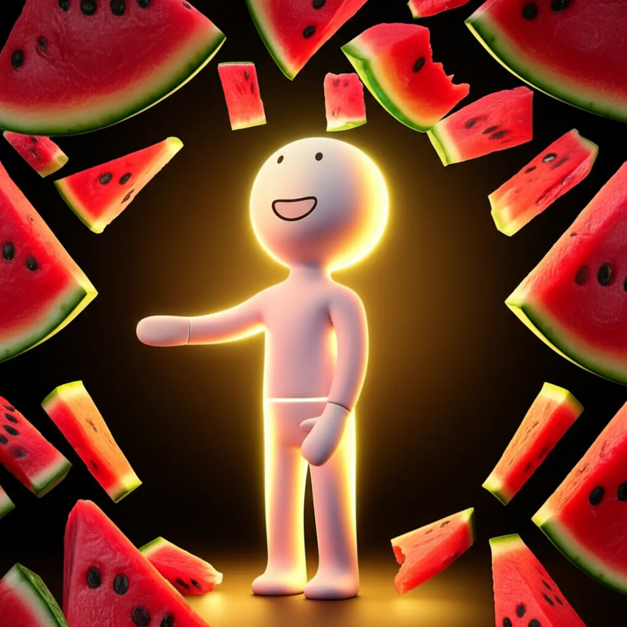 Happy-person-stretching,-showing-health-and-vitality-from-watermelon.