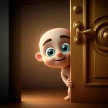 비밀의-문-뒤에서-호기심-가득한-캐릭터가-빛을-보며-엿보는-모습