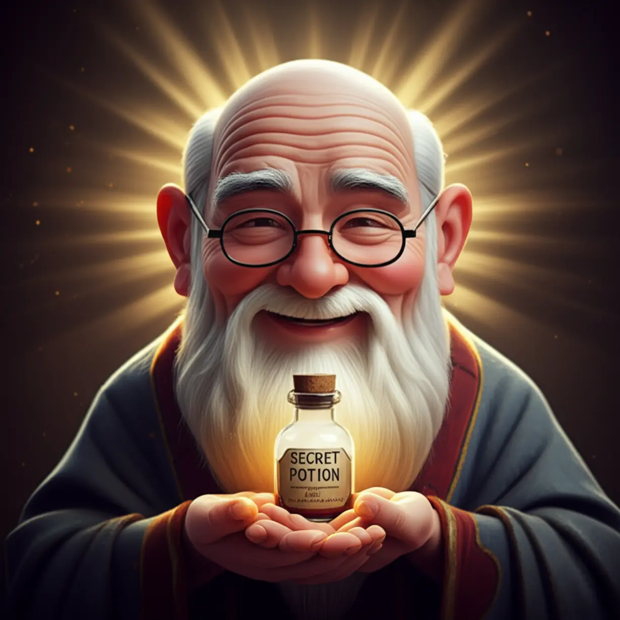 현명한-현자가-비밀-물약을-들고-환하게-웃으며-해결책을-상징하는-모습