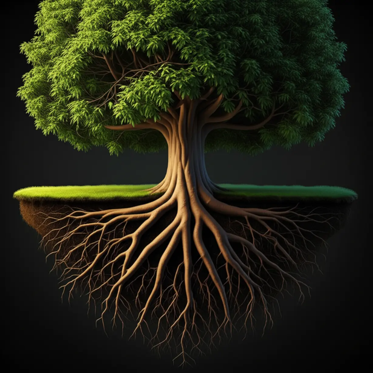 A-cute-3D-rendering-of-a-robust,-healthy-tree-with-visible,-strong-roots,-set-against-a-soft,-inviting-background.
