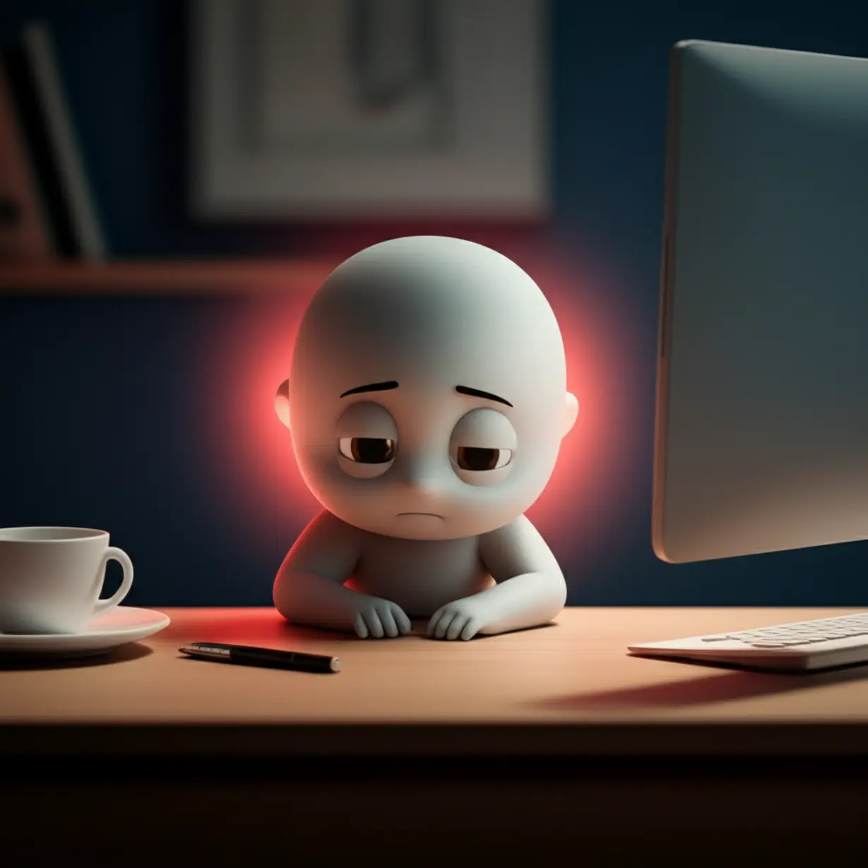 A-person-sitting-at-a-desk,-subtly-indicating-shoulder-tension,-realizing-the-deeper-meaning-of-stiffness.