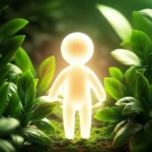 푸른-식물-사이에서-빛나는-건강한-사람의-3D-이미지