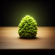 Glowing-wasabi-plant-on-a-wooden-table,-symbolizing-a-hidden-health-secret.