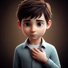 따뜻한-분위기에서-가슴에-손을-얹고-사려-깊지만-희망에-찬-표정을-짓고-있는-귀여운-3D-캐릭터