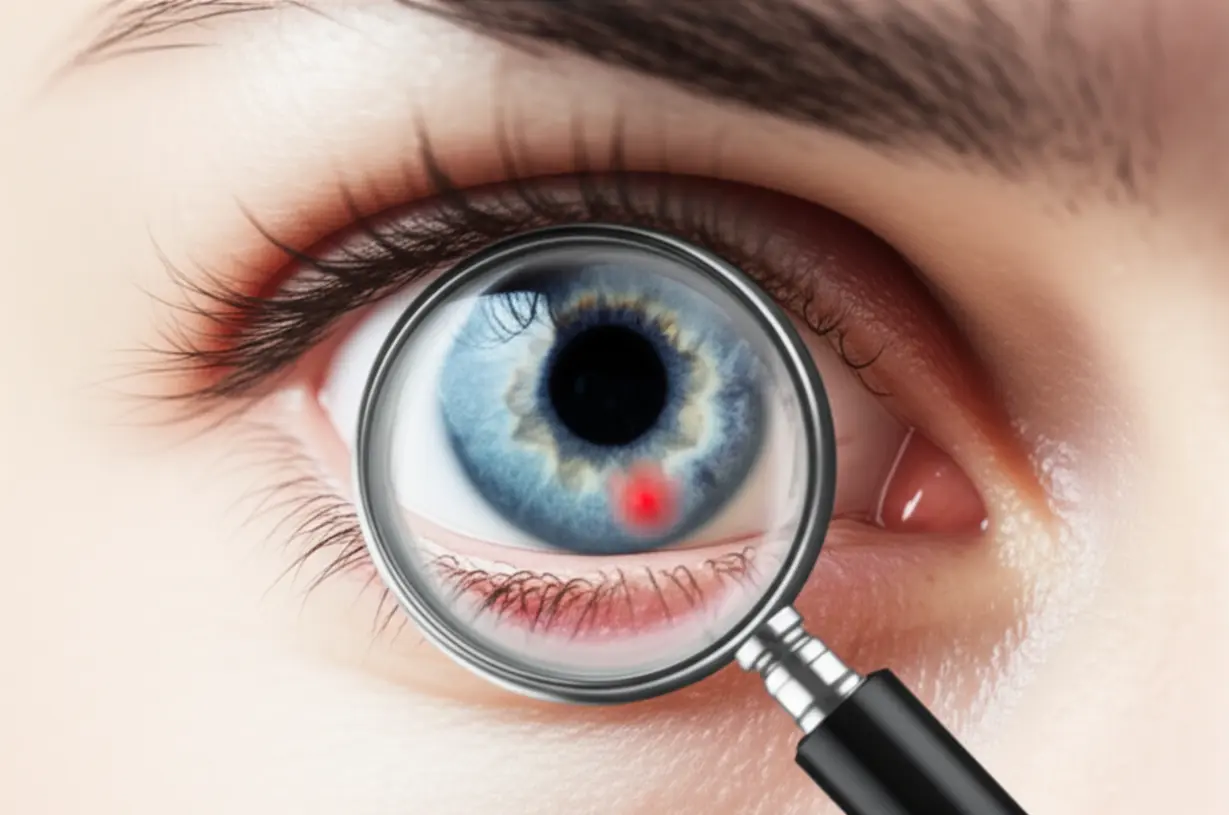 A-cute-3D-illustration-of-an-eye-with-a-magnifying-glass-showing-an-early-stye.