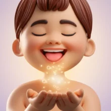 행복하고-건강한-혀가-치유의-빛으로-보호받고-있는-귀여운-3D-이미지