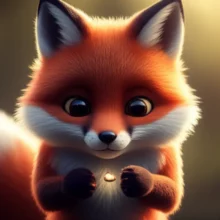 A-cute-3D-image-of-a-fox-holding-a-delicate-object,-symbolizing-care-and-hope-during-recovery.