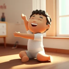 깊은-잠을-자고-난-뒤-햇살-가득한-방에서-상쾌하고-에너지가-넘치는-모습으로-기지개를-켜는-사람의-귀여운-3D-이미지