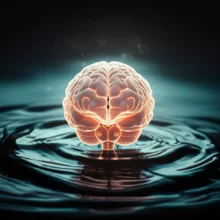 평온하게-빛나는-뇌와-잔잔한-파도,-불안이-가라앉고-명료해진-정신을-상징하는-3D-이미지
