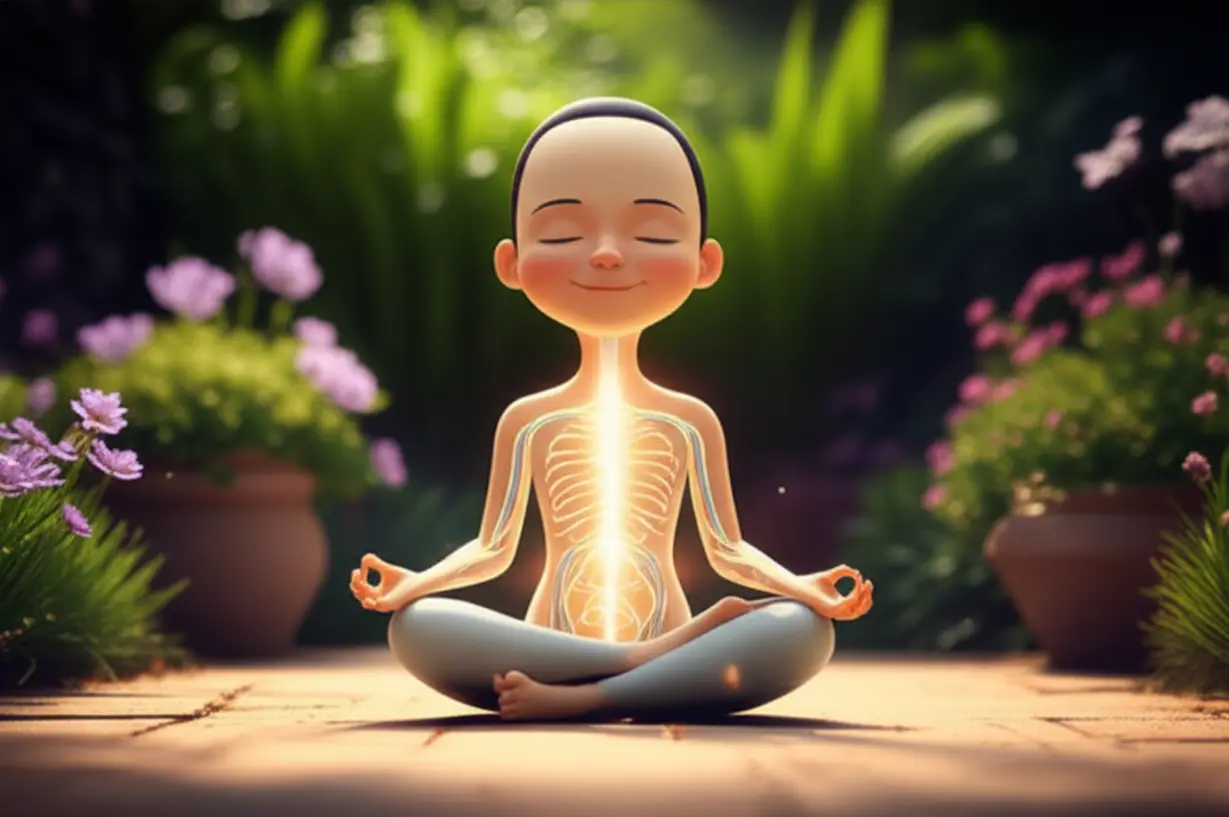 평화로운-정원에서-명상하며-균형-잡힌-자율신경을-표현하는-사람