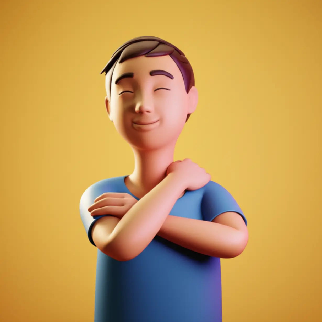 목과-어깨를-부드럽게-스트레칭하며-편안함을-느끼는-사람의-귀여운-3D-이미지.