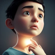 A-3D-illustration-of-a-person-touching-their-throat,-indicating-discomfort-that-might-lead-to-a-solution.