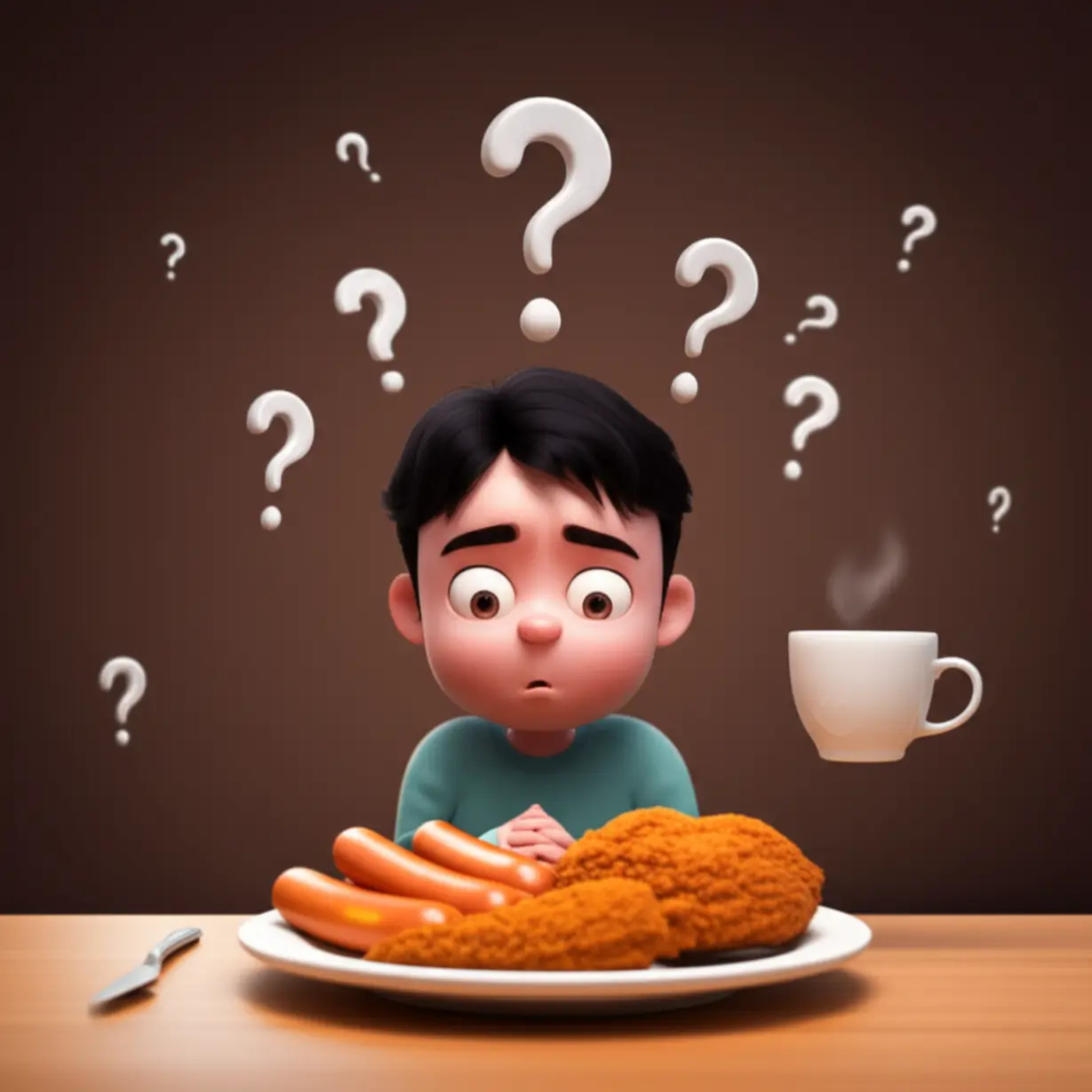 가공식품과-커피를-보며-의문을-품는-사람의-모습