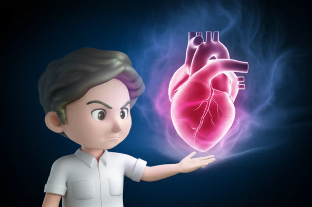 건강한-심장을-가리키며-혼란스러워하는-사람과-옆에-보이지-않는-문제