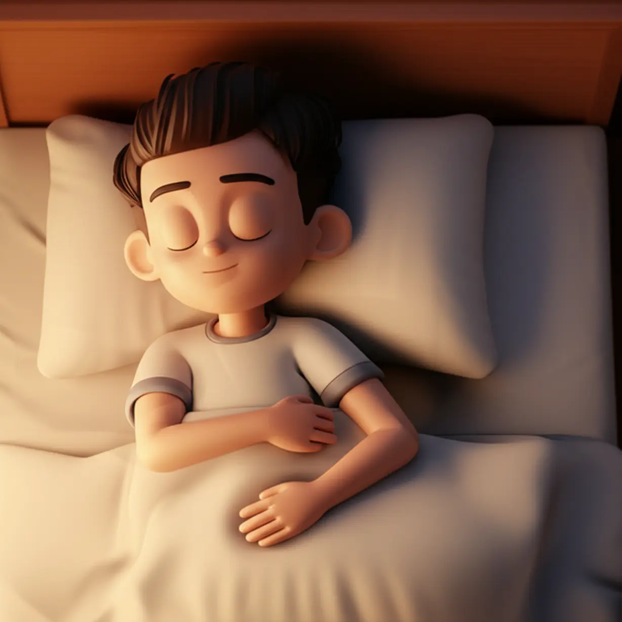 편안한-침대에서-평화롭게-잠든-사람의-귀여운-3D-이미지.
